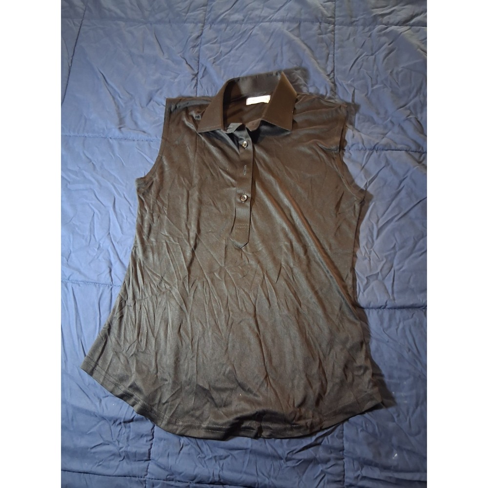 Collars & Co Women's Semi Spread Sleeveless‎ Polo Shirt Black Size Small NWOT